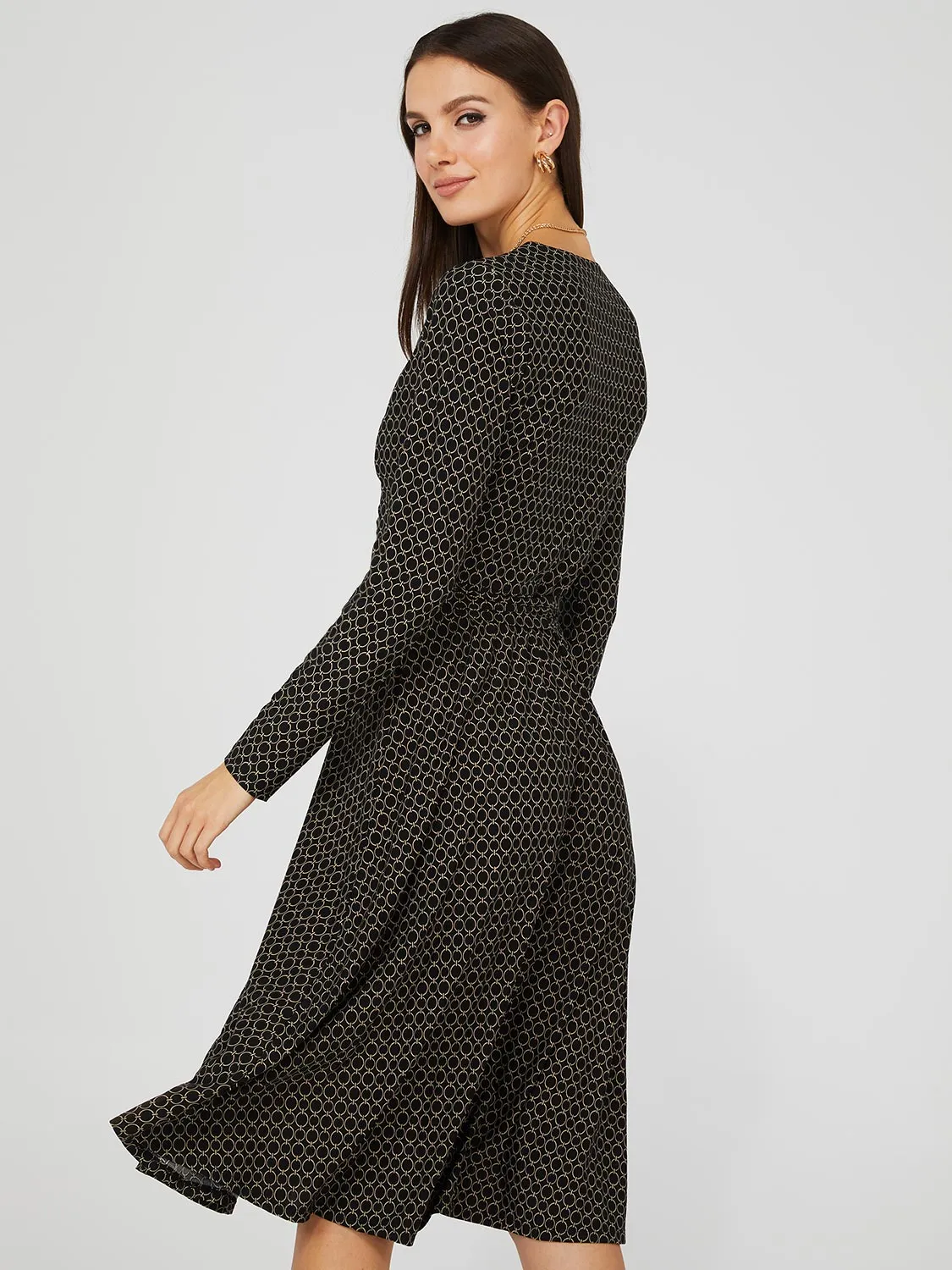 Geo Print Cross Front Midi Dress sold by Suzy Shier product image thumbnail 5