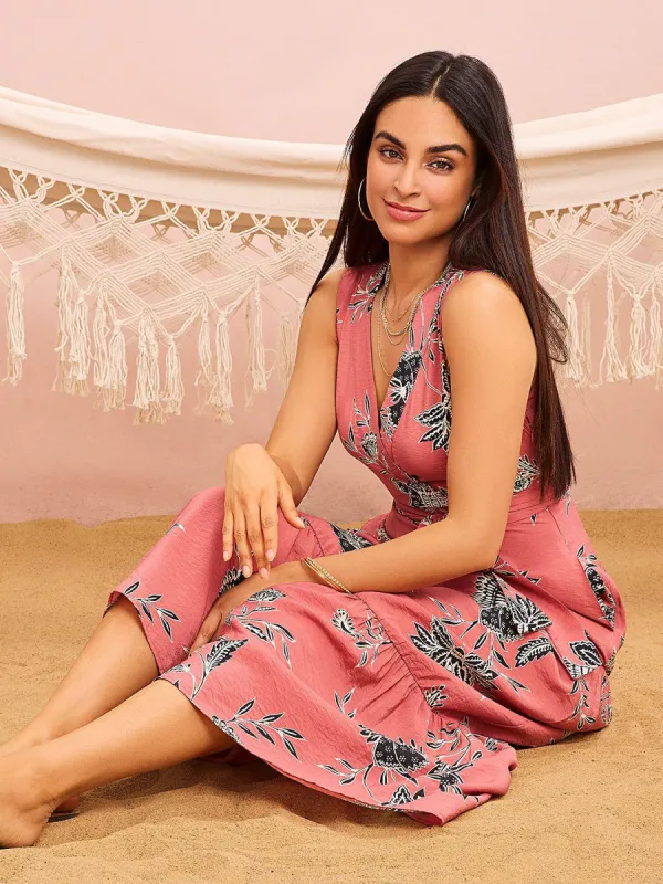 Printed Crinkle 2-Tier Maxi Dress sold by Suzy Shier
