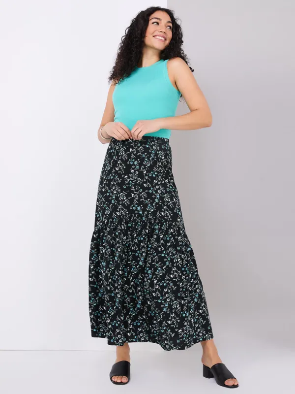 Floral Print Maxi Skirt With Bottom Tier sold by Suzy Shier