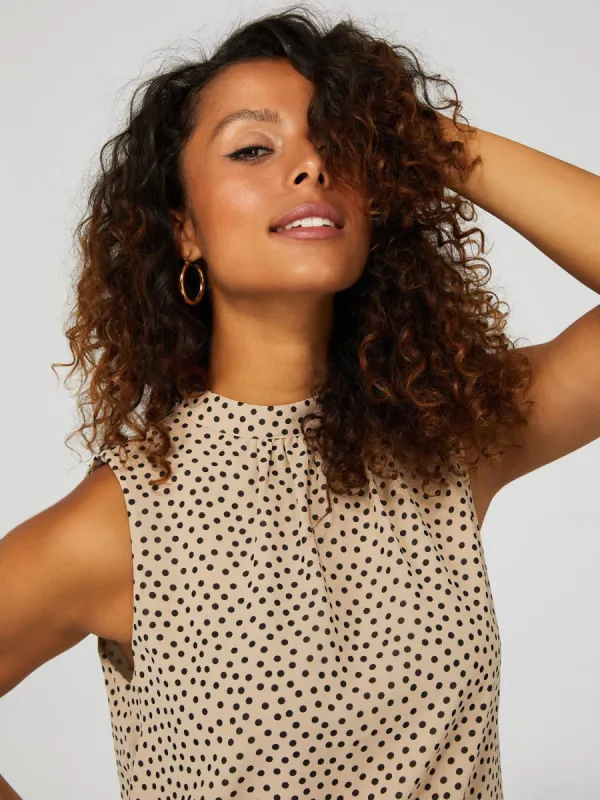 Polka Dot Crepe Chiffon Sleeveless Blouse sold by Suzy Shier