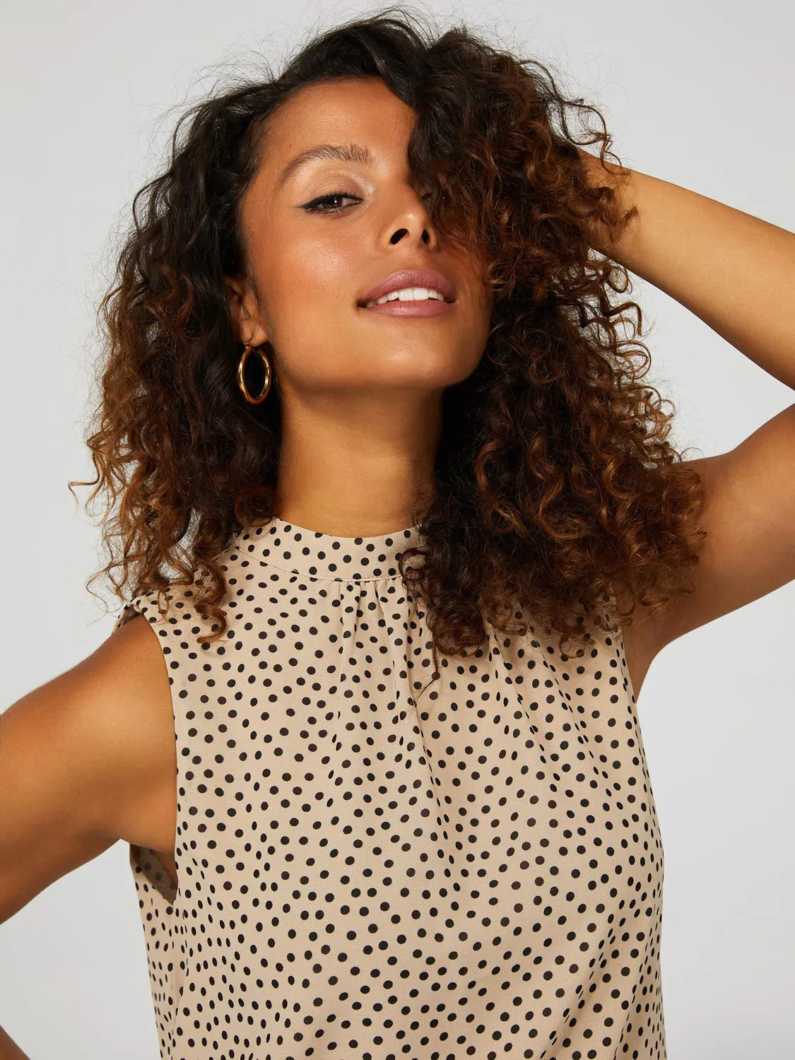 Polka Dot Crepe Chiffon Sleeveless Blouse sold by Suzy Shier