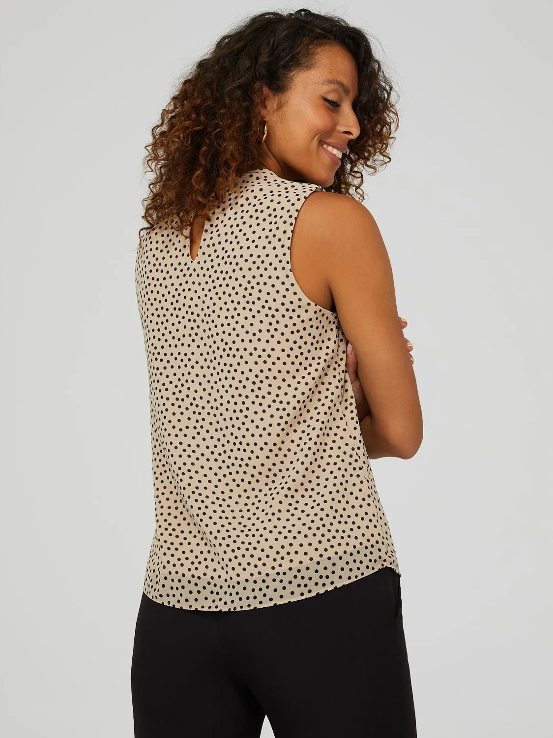 Polka Dot Crepe Chiffon Sleeveless Blouse sold by Suzy Shier product image thumbnail 4