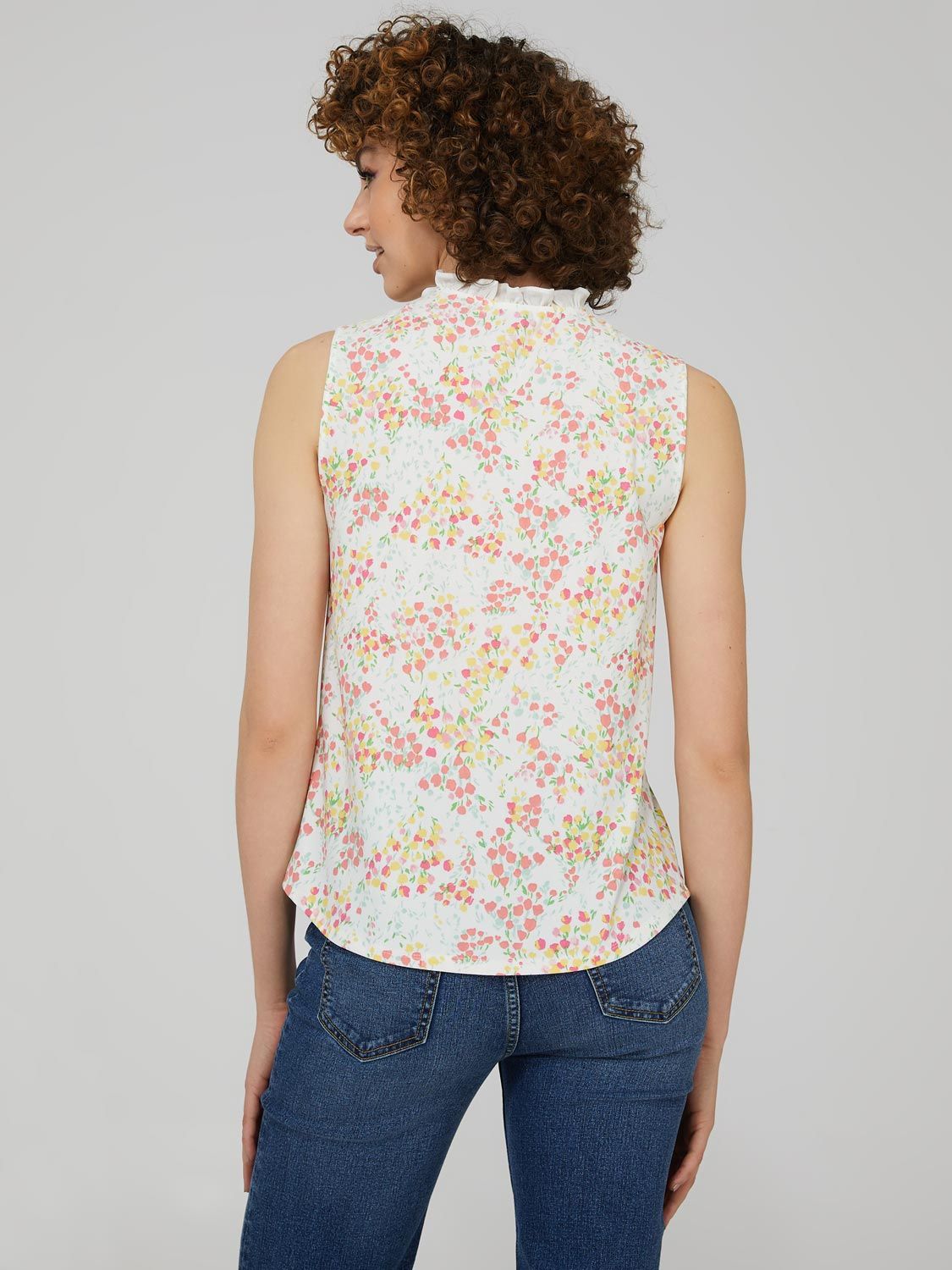 Floral Print Sleeveless V-Neck Top With Ruffle Detail sold by Suzy Shier product image thumbnail 5