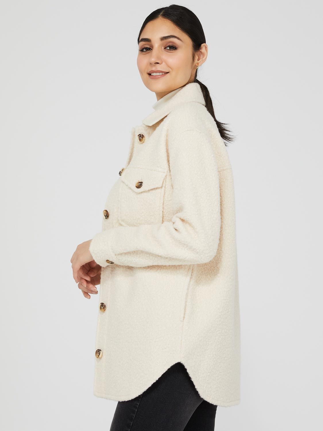 Boucle Shacket With Front Pockets sold by Suzy Shier product image thumbnail 4