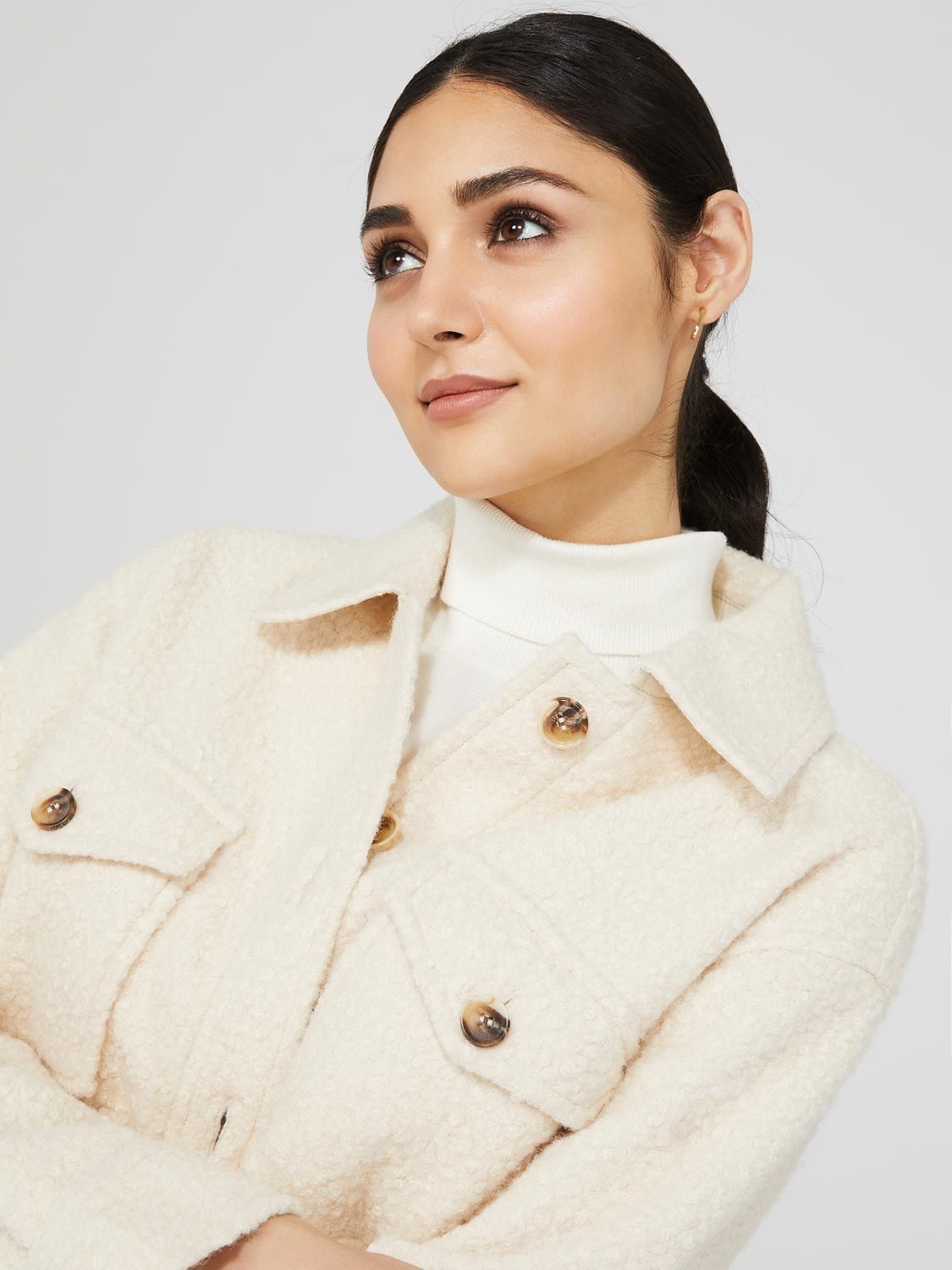 Boucle Shacket With Front Pockets sold by Suzy Shier product image thumbnail 3