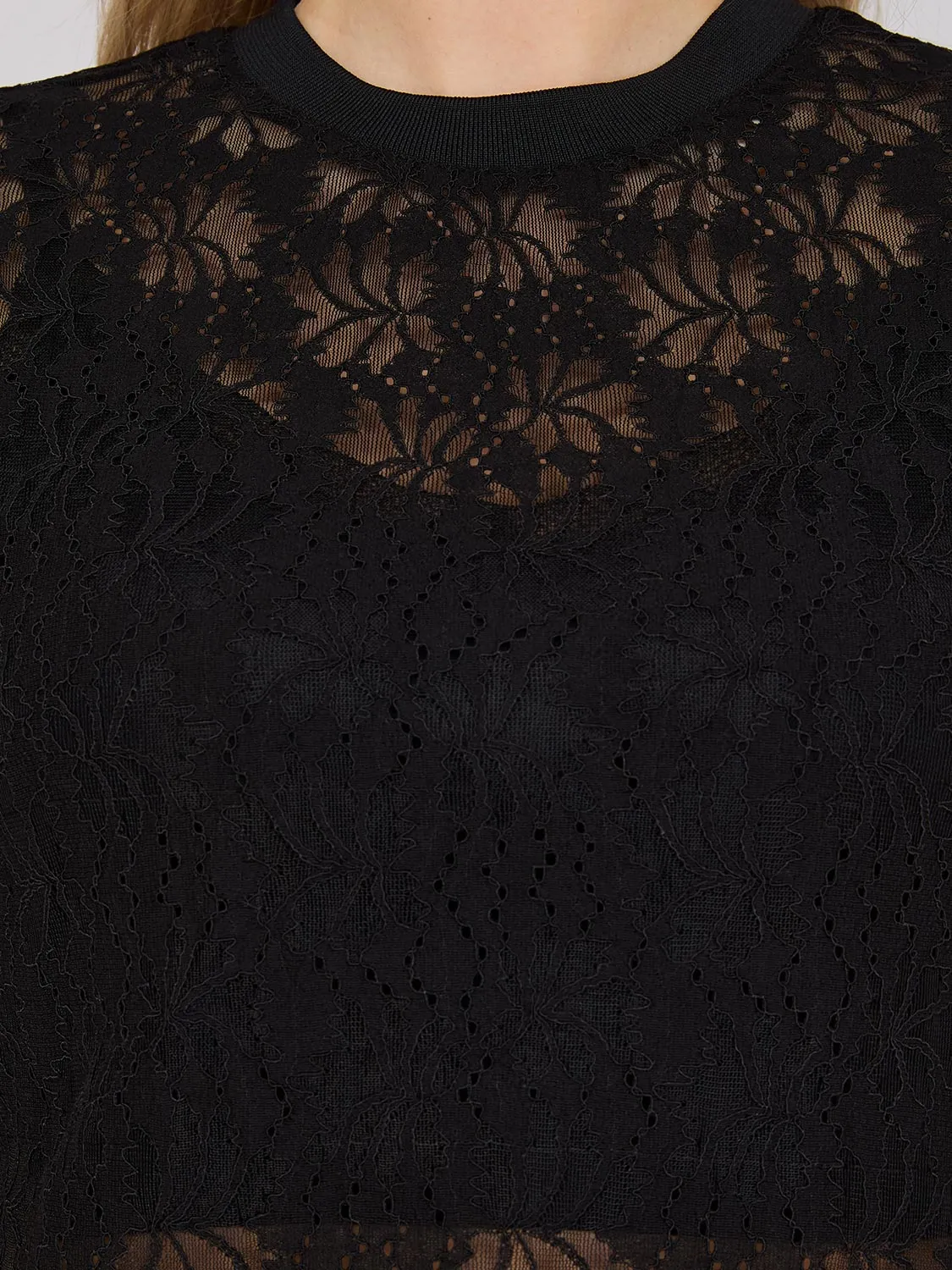 Drop Shoulder Lace T-Shirt sold by Suzy Shier product image thumbnail 3