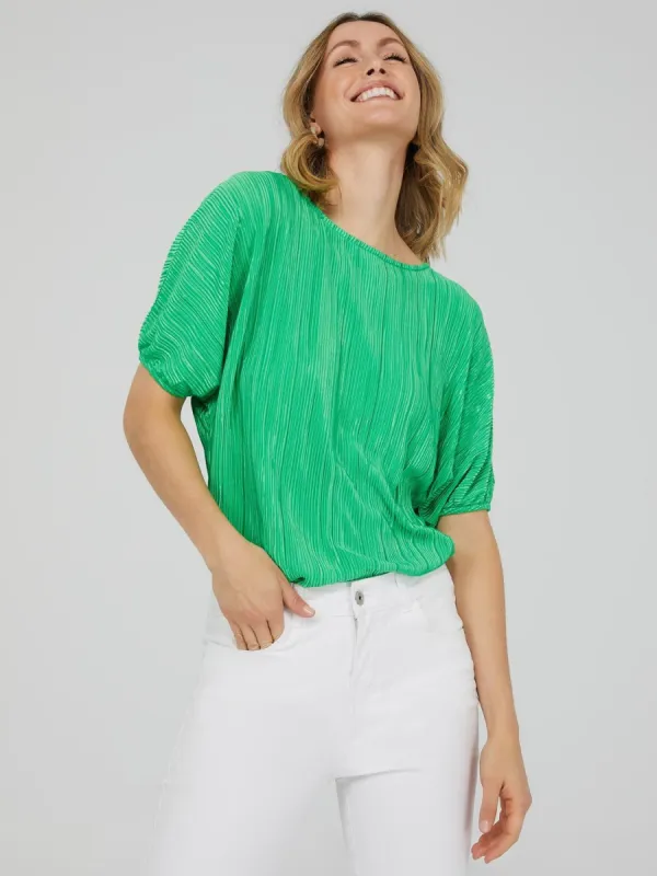 Pleated Dolman Sleeve Round Neck Top sold by Suzy Shier