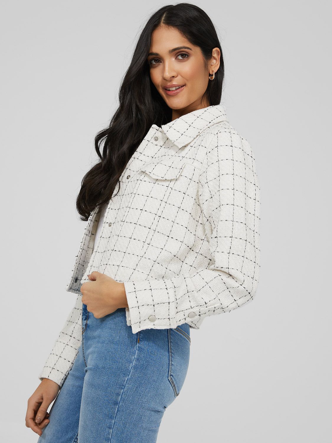 Cropped Boucle Shacket sold by Suzy Shier product image thumbnail 4