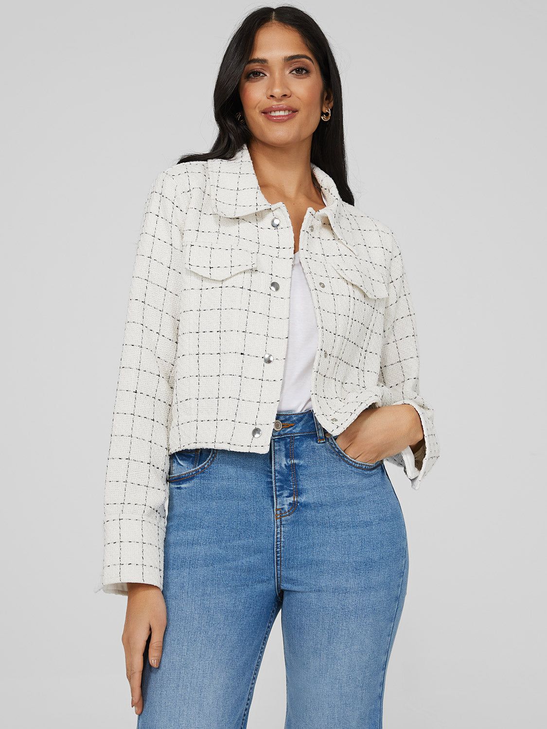 Cropped Boucle Shacket sold by Suzy Shier product image thumbnail 2