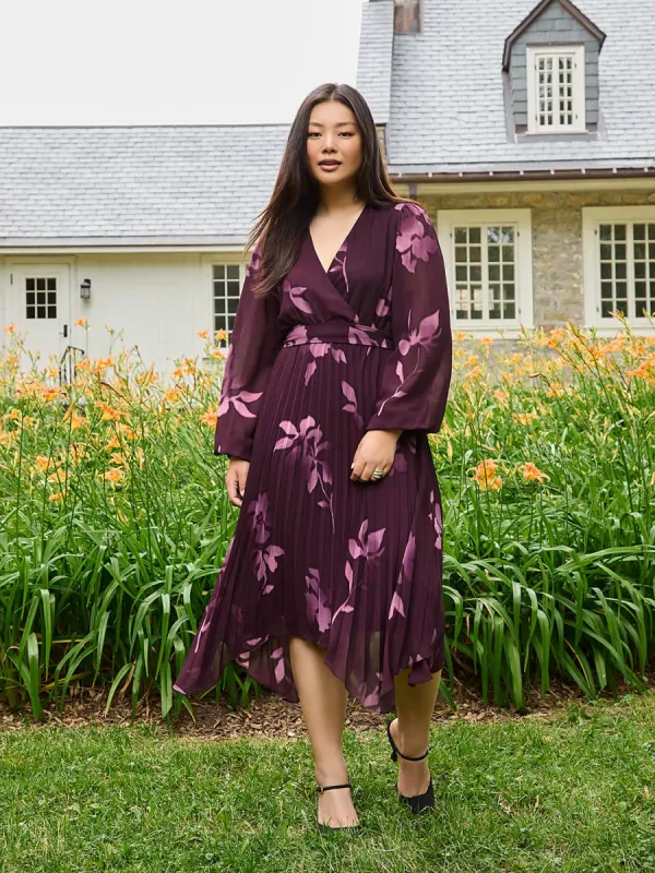 Floral Print Crossover Handkerchief Hem Dress sold by Suzy Shier