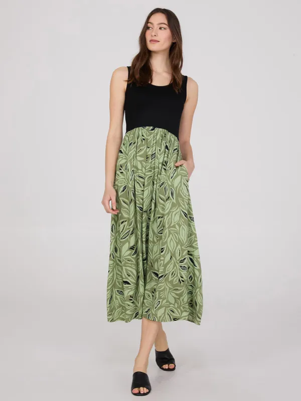 Leaf Print Skirt Dress With Pockets sold by Suzy Shier