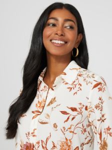 Floral Print Crepe Button-Front Blouse sold by Suzy Shier