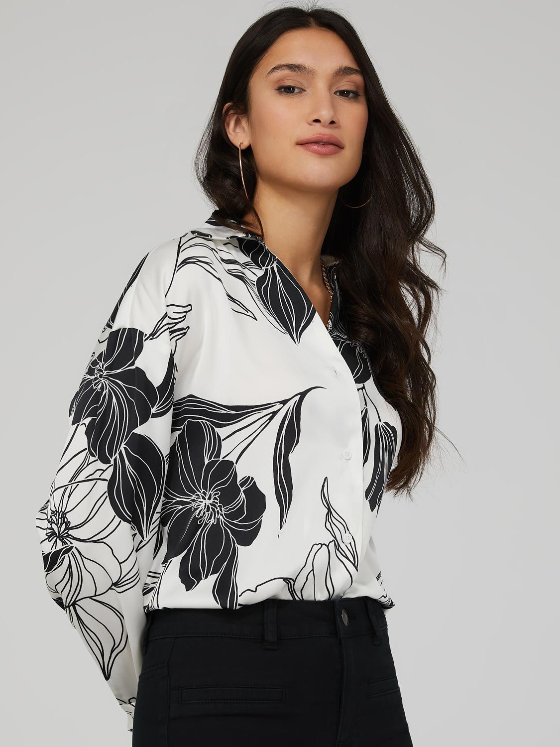 Oversized Printed Satin Blouse sold by Suzy Shier product image thumbnail 3