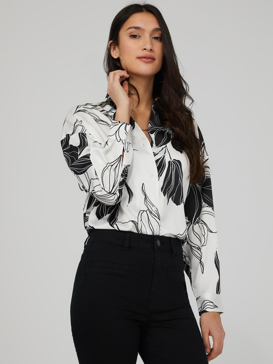 Oversized Printed Satin Blouse sold by Suzy Shier product image thumbnail 2