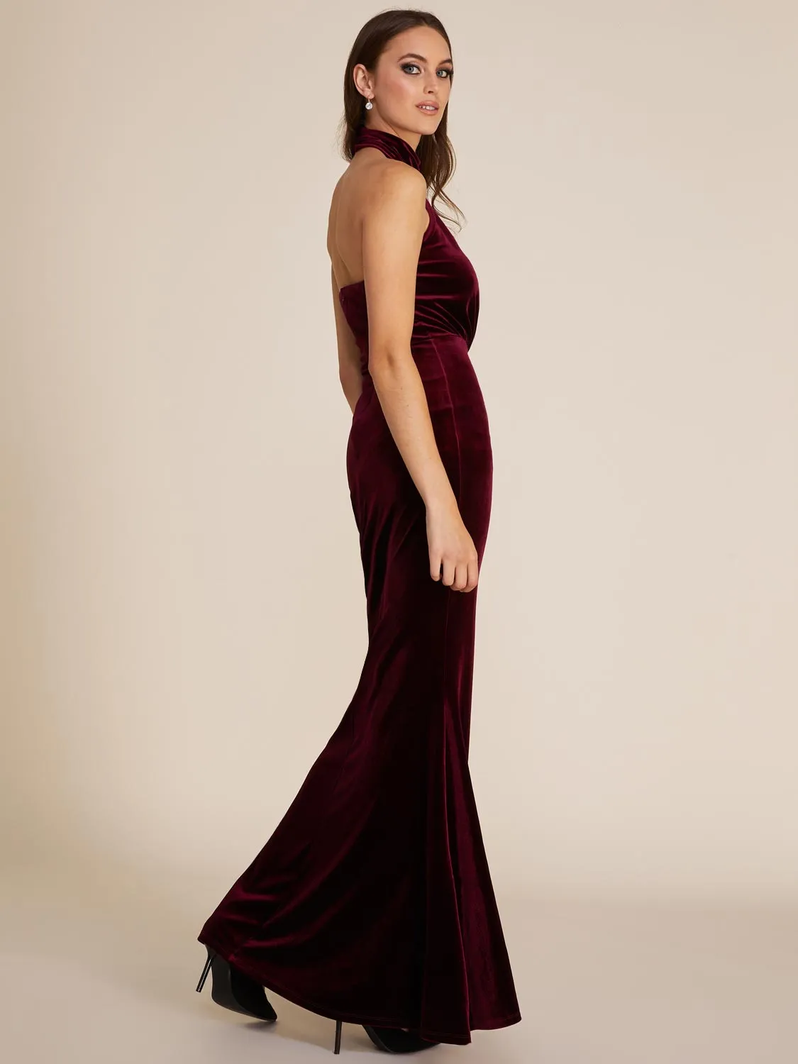 Halter Mock Neck Velvet Gown sold by Suzy Shier product image thumbnail 4