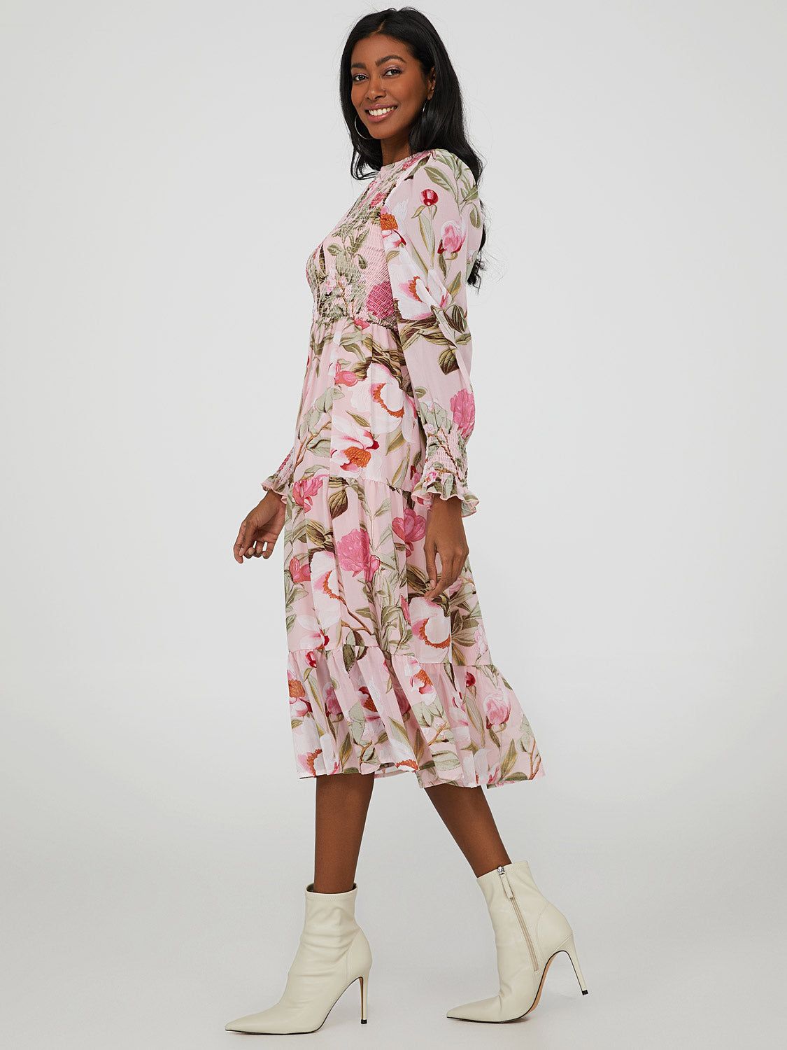 Smocked Chiffon Midi Dress sold by Suzy Shier product image thumbnail 2