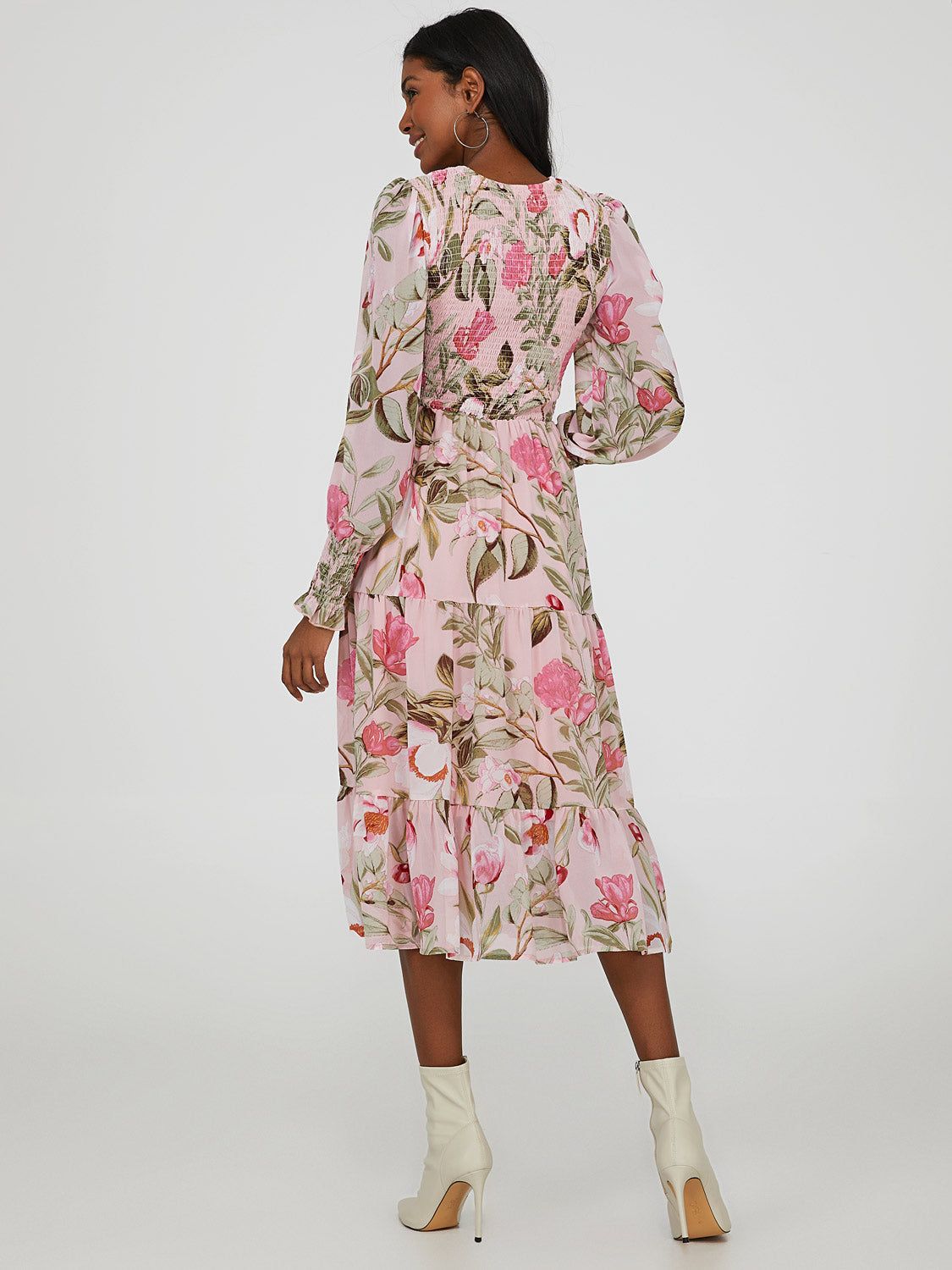 Smocked Chiffon Midi Dress sold by Suzy Shier product image thumbnail 5