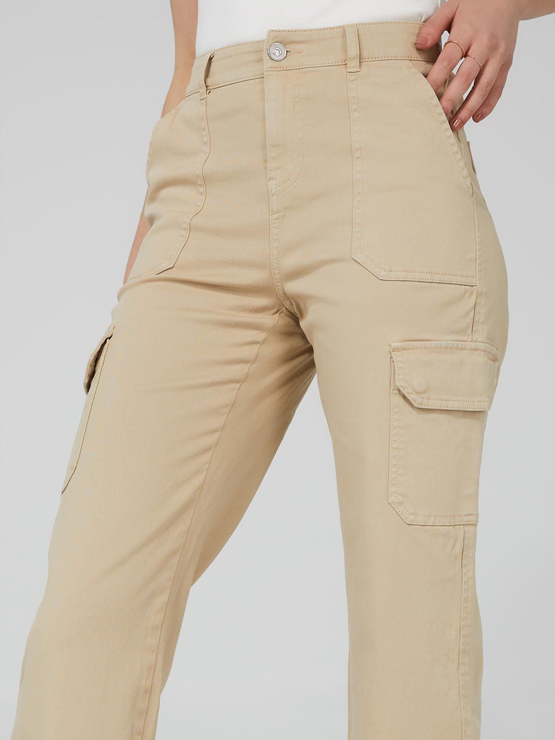 High-Rise Straight Leg Twill Pants With Cargo Pockets sold by Suzy Shier product image thumbnail 2