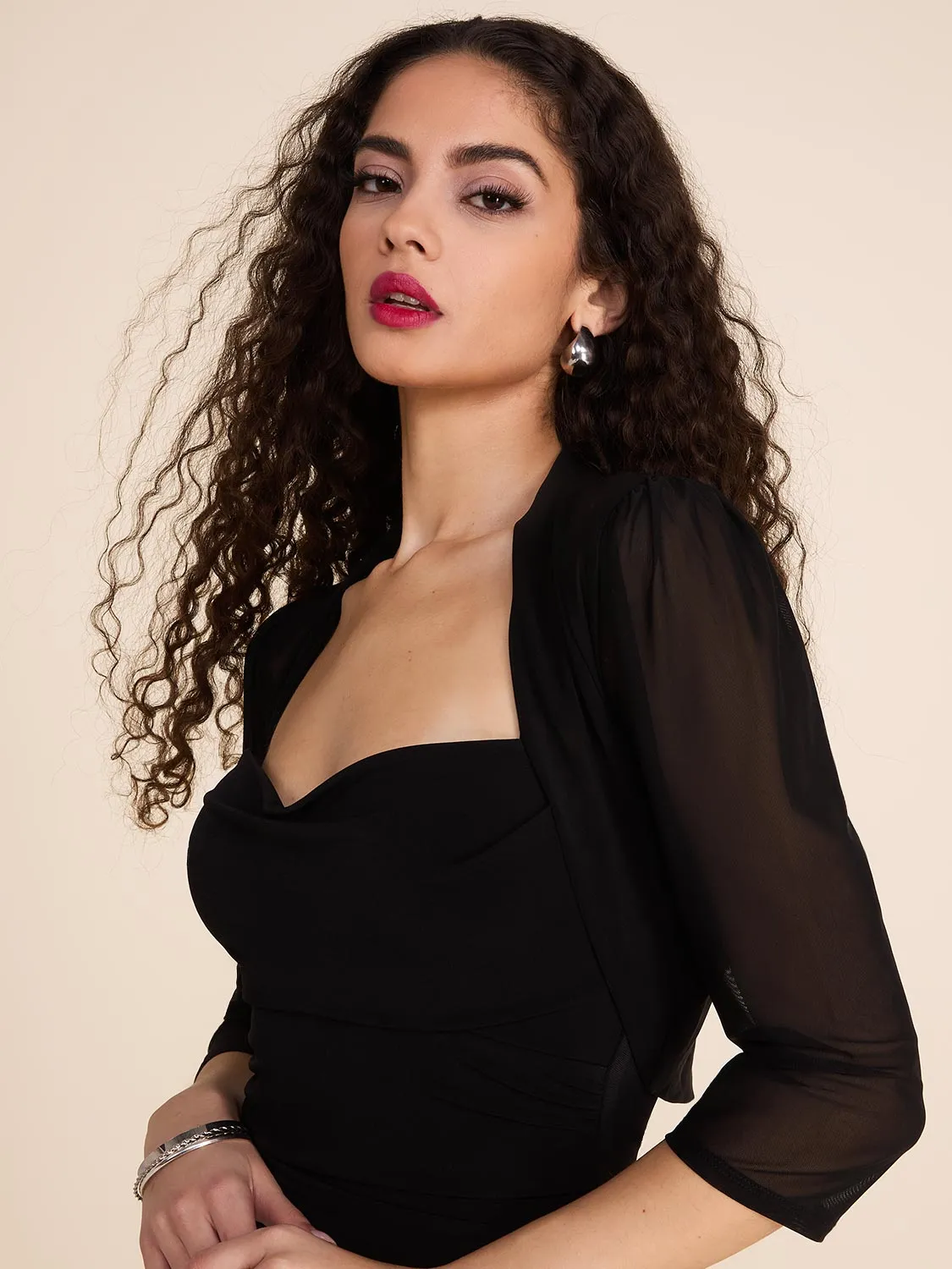 3/4 Sleeve Lace Back Mesh Cover-Up sold by Suzy Shier product image thumbnail 4