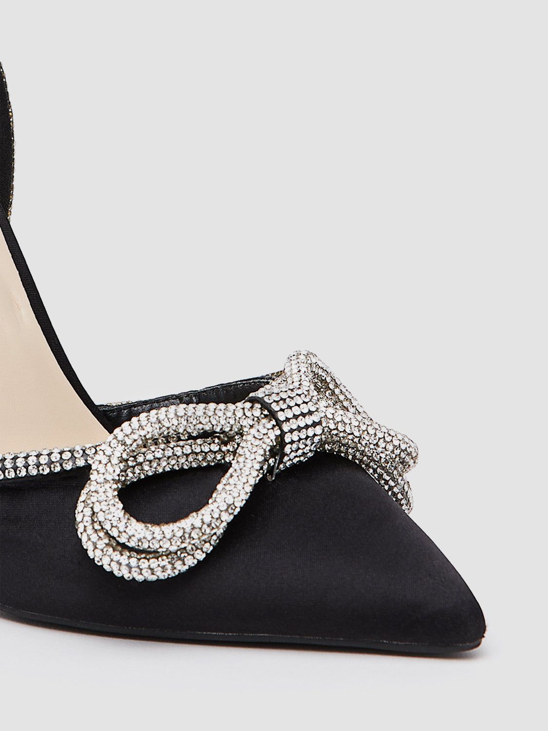 Pointed Toe High Heel Pump With Rhinestone Bow Embellishment sold by Suzy Shier product image thumbnail 3
