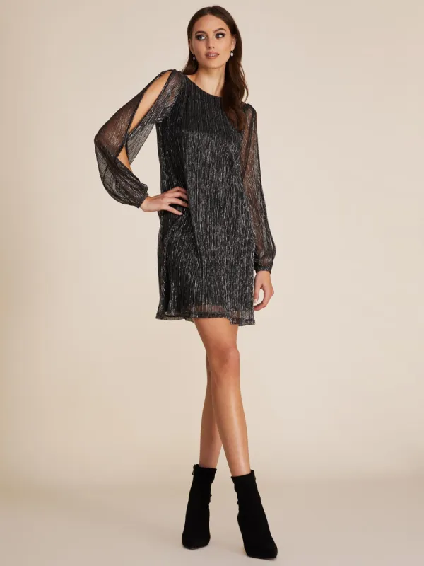 Metallic Crinkle Knit Mini Tunic Dress sold by Suzy Shier