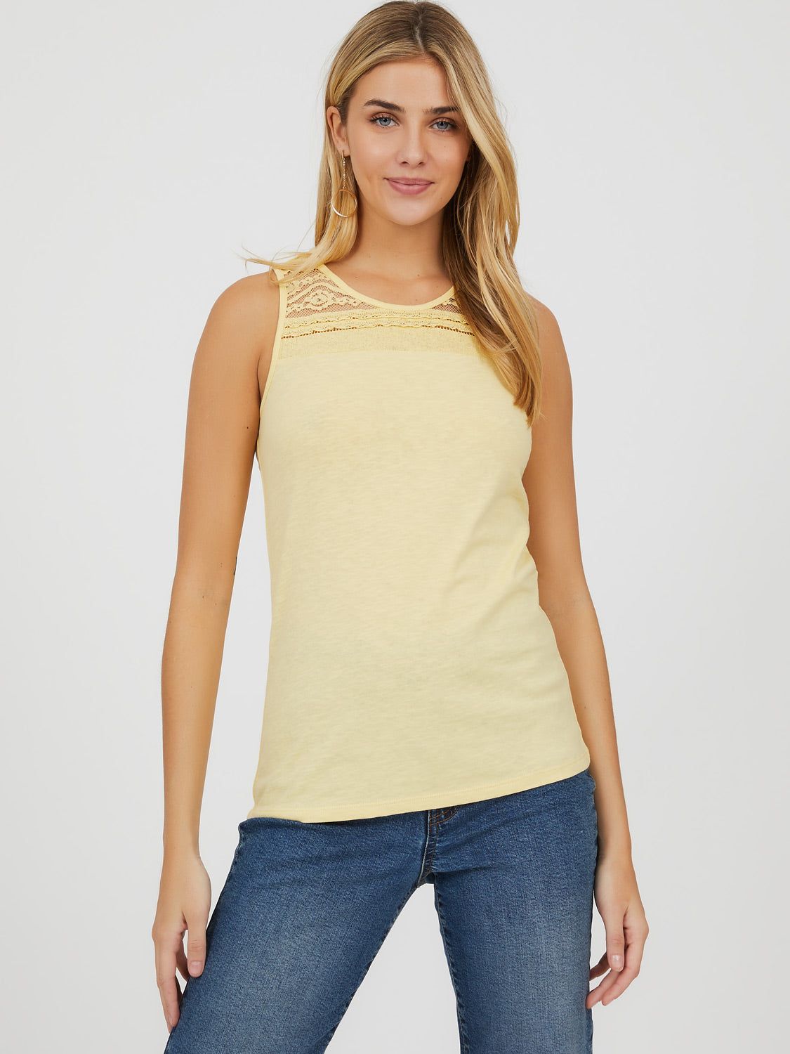 Sleeveless Lace Racer Back Cotton Knit Top sold by Suzy Shier product image thumbnail 2