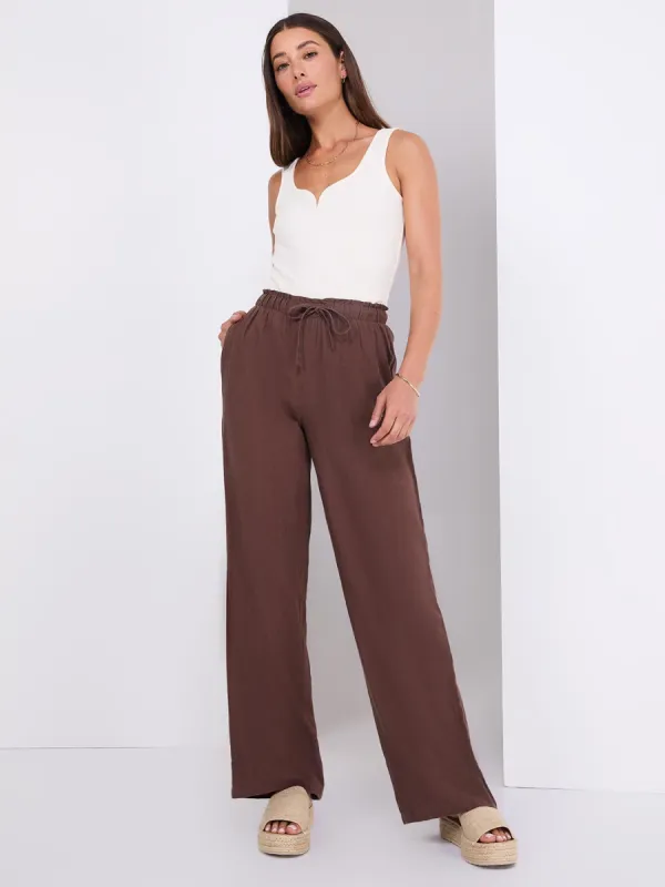 Wide-Leg Linen Palazzo Pants sold by Suzy Shier