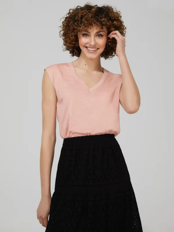 Jersey V-Neck T-Shirt sold by Suzy Shier