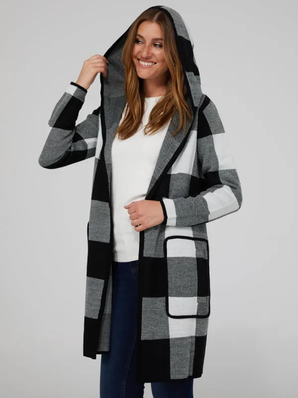 Hooded Coatigan With Front Welt Pockets sold by Suzy Shier