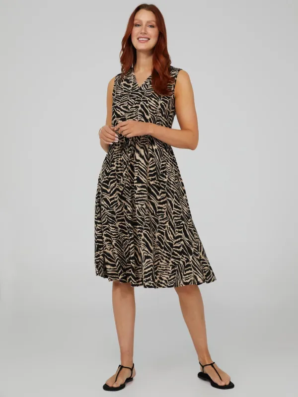 Printed Midi Dress With A-Line Skirt sold by Suzy Shier
