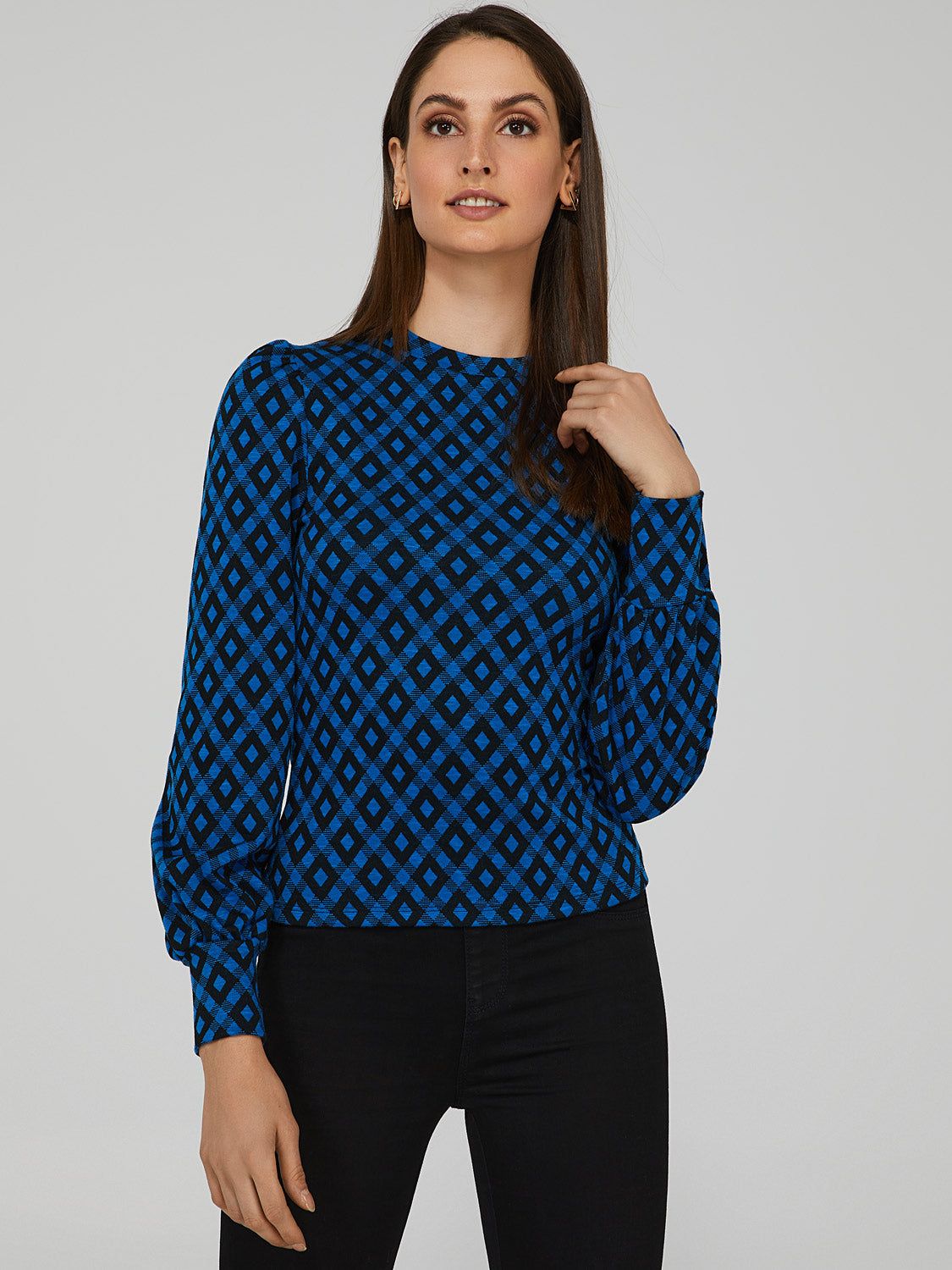 Puff Sleeve Keyhole Back Top sold by Suzy Shier