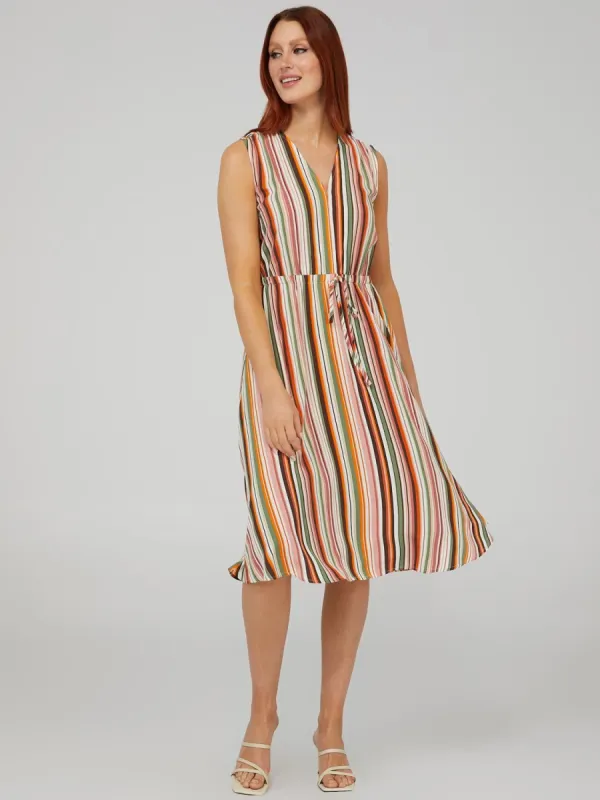 Striped Midi Dress With A-Line Skirt sold by Suzy Shier