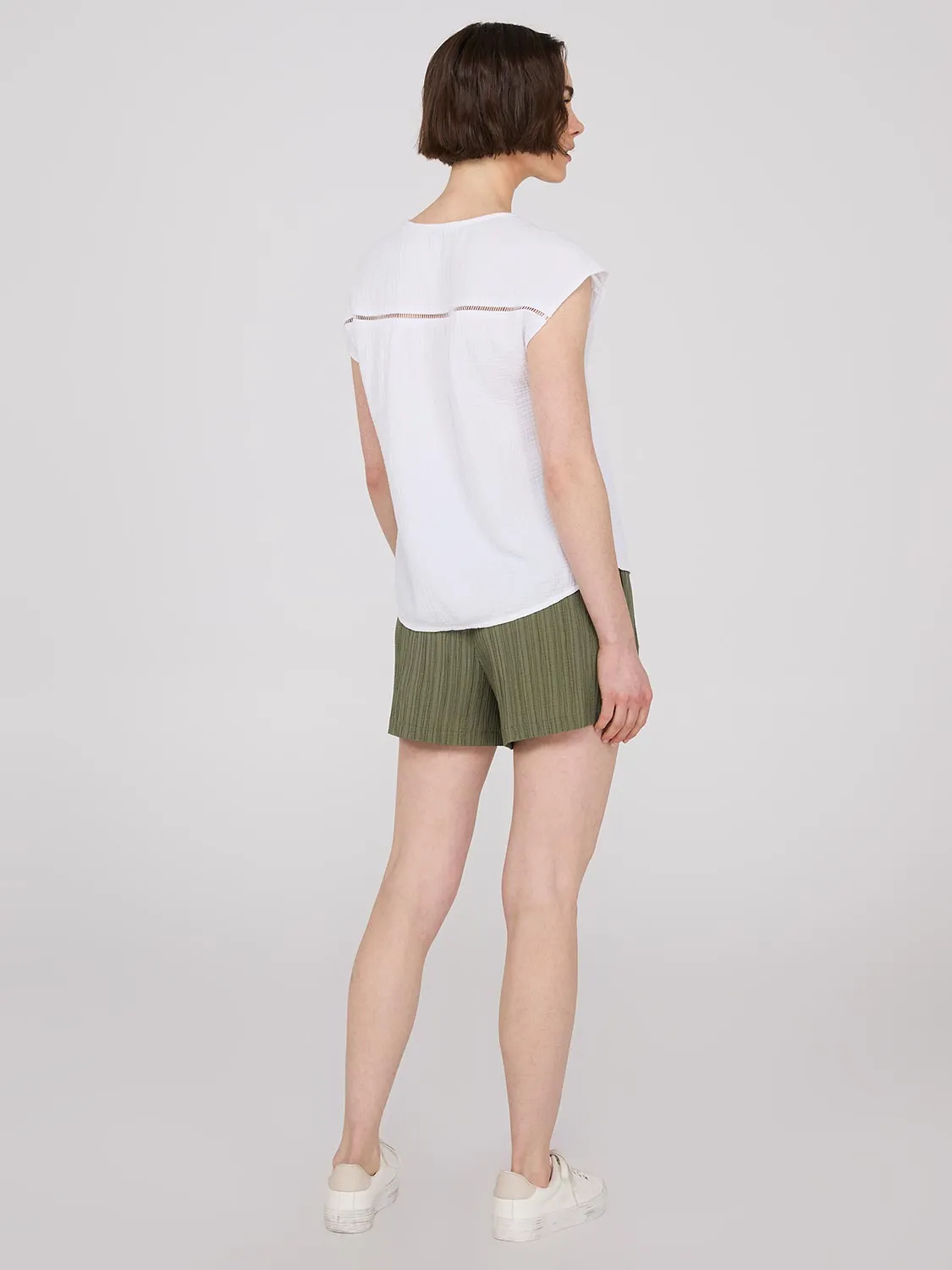 Textured Cap Sleeve Tie-Front Top sold by Suzy Shier product image thumbnail 5