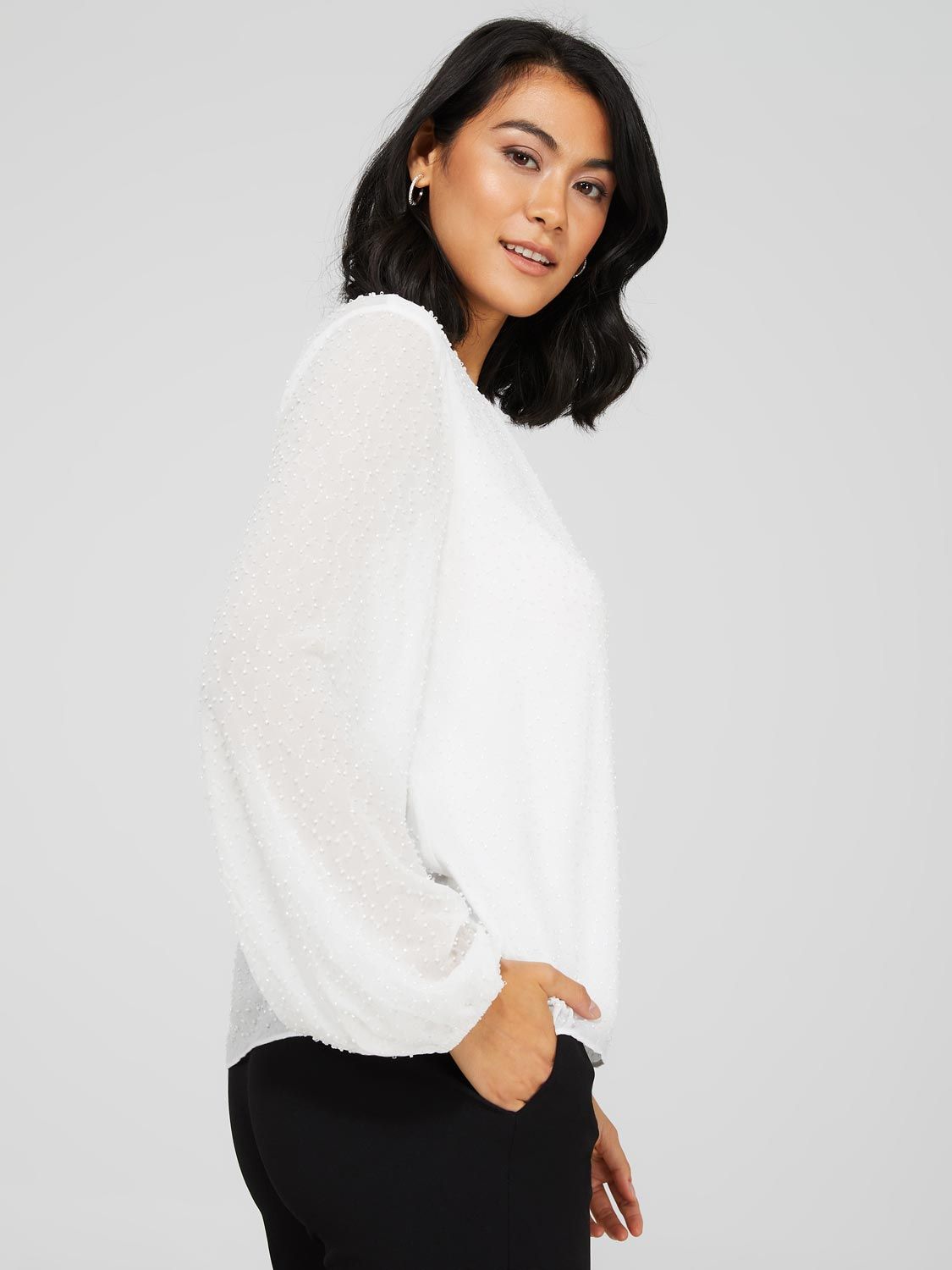 Beaded Chiffon Blouse sold by Suzy Shier product image thumbnail 4