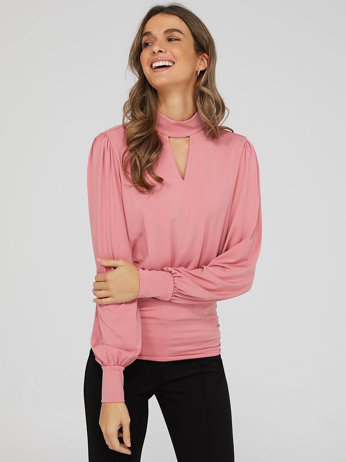 Keyhole Front Mock Neck Top sold by Suzy Shier