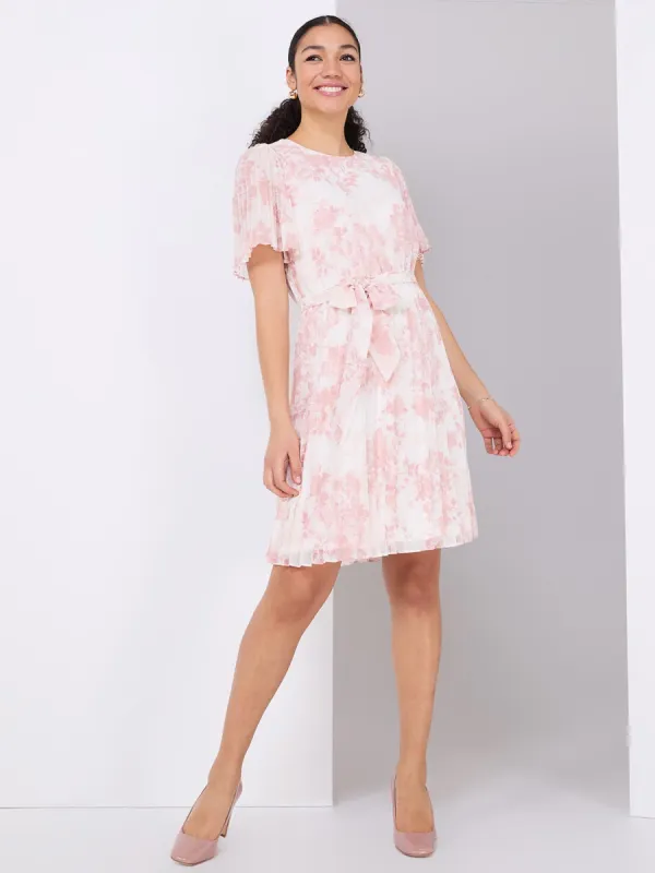 Floral Print Pleated Chiffon Dress sold by Suzy Shier