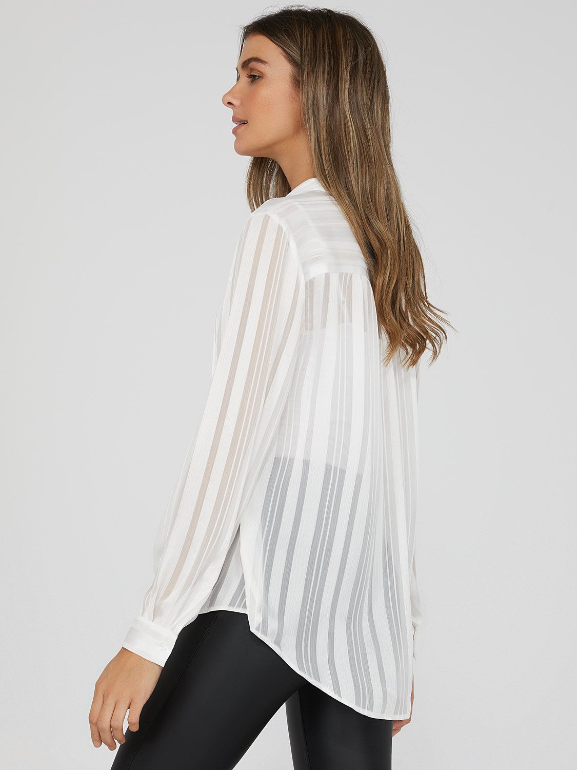 Shadow Stripe Button Down Blouse sold by Suzy Shier product image thumbnail 2