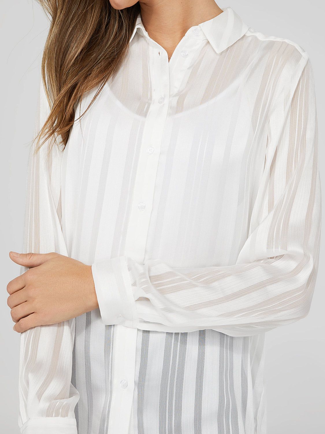 Shadow Stripe Button Down Blouse sold by Suzy Shier product image thumbnail 6