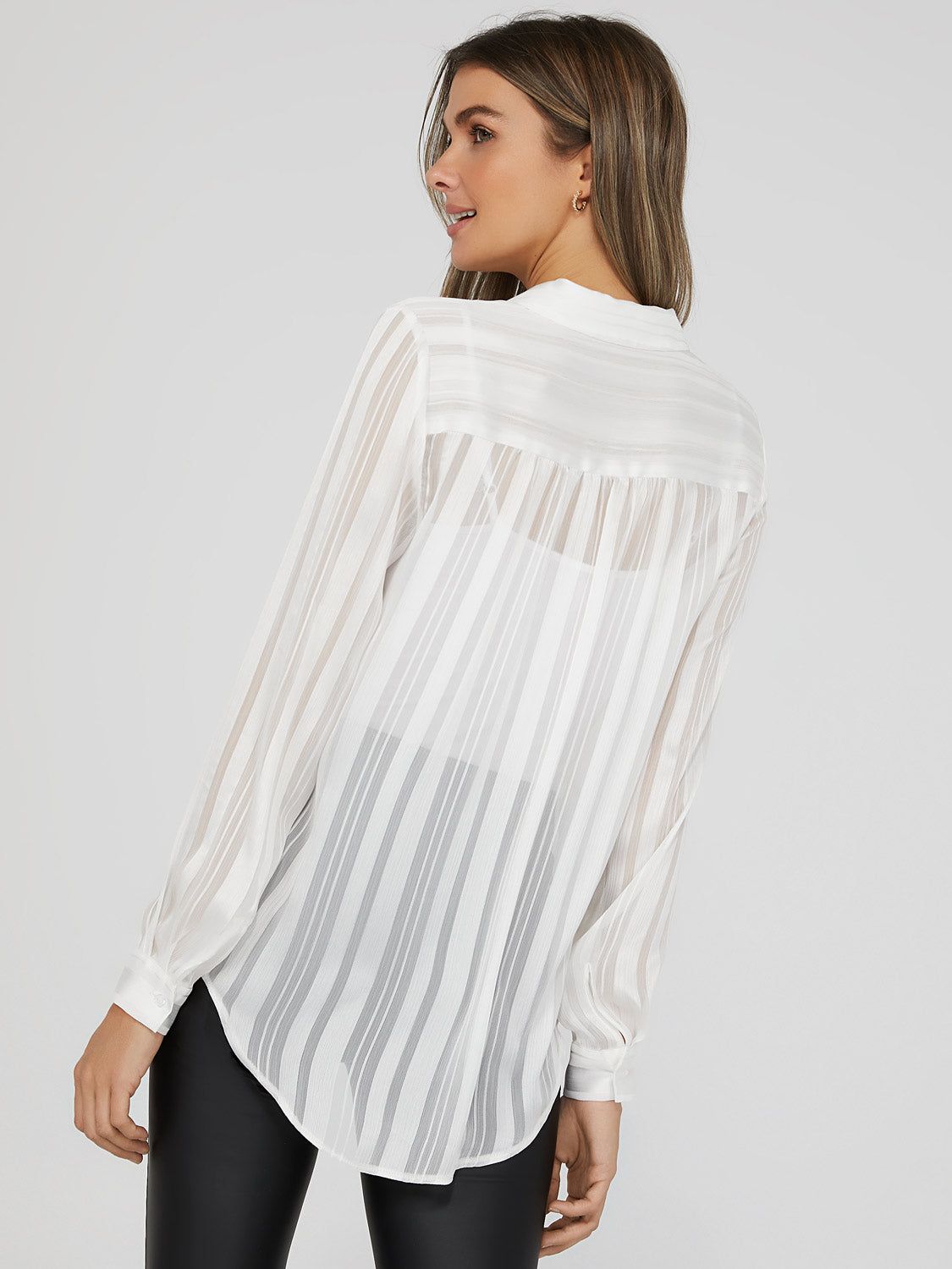 Shadow Stripe Button Down Blouse sold by Suzy Shier product image thumbnail 5