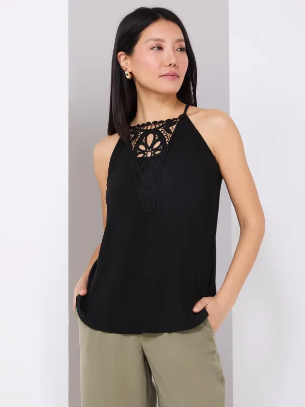 Crochet Front Halter Top sold by Suzy Shier