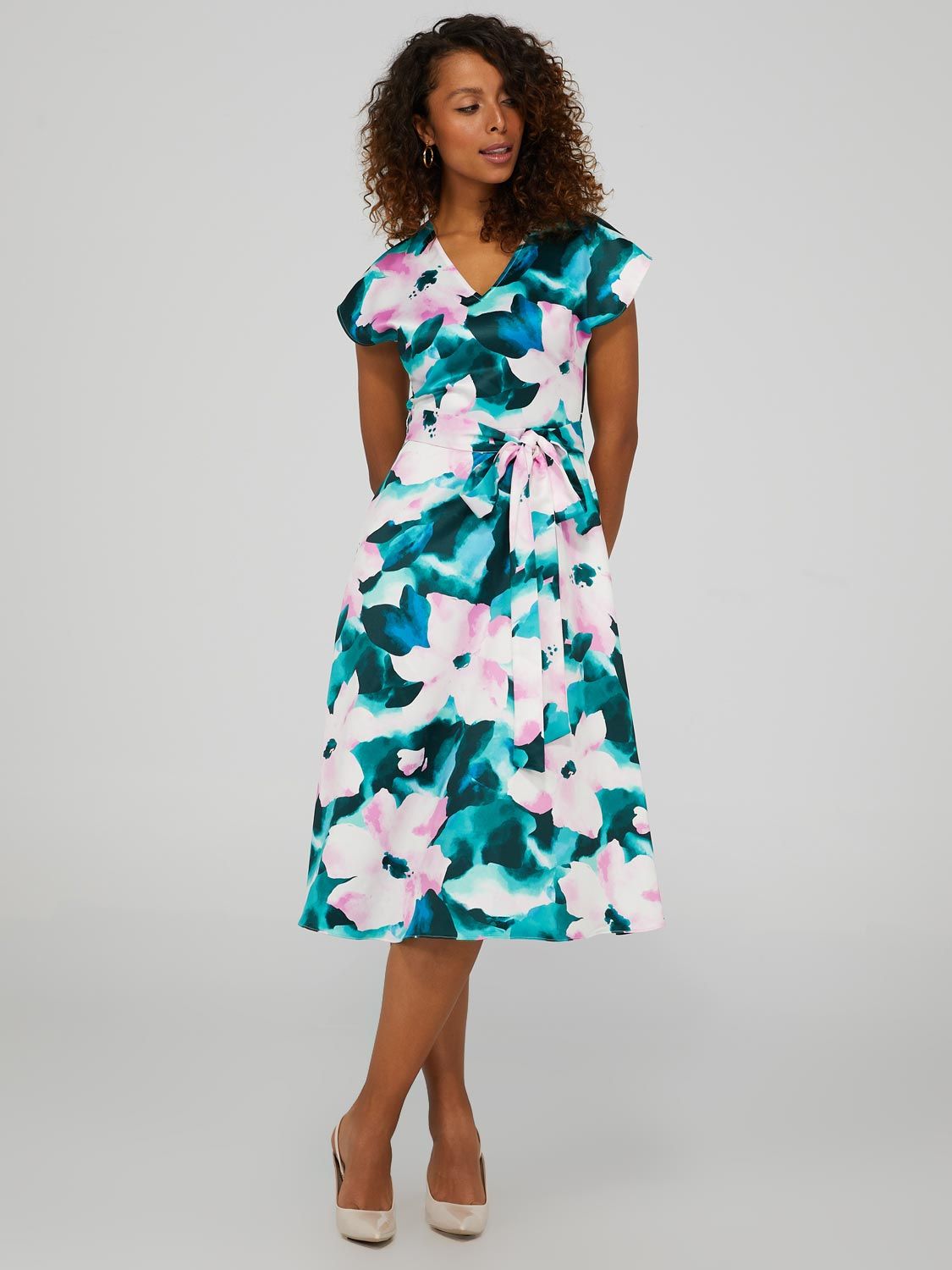 Floral Print V-Neck Midi Dress With Pockets sold by Suzy Shier product image thumbnail 3