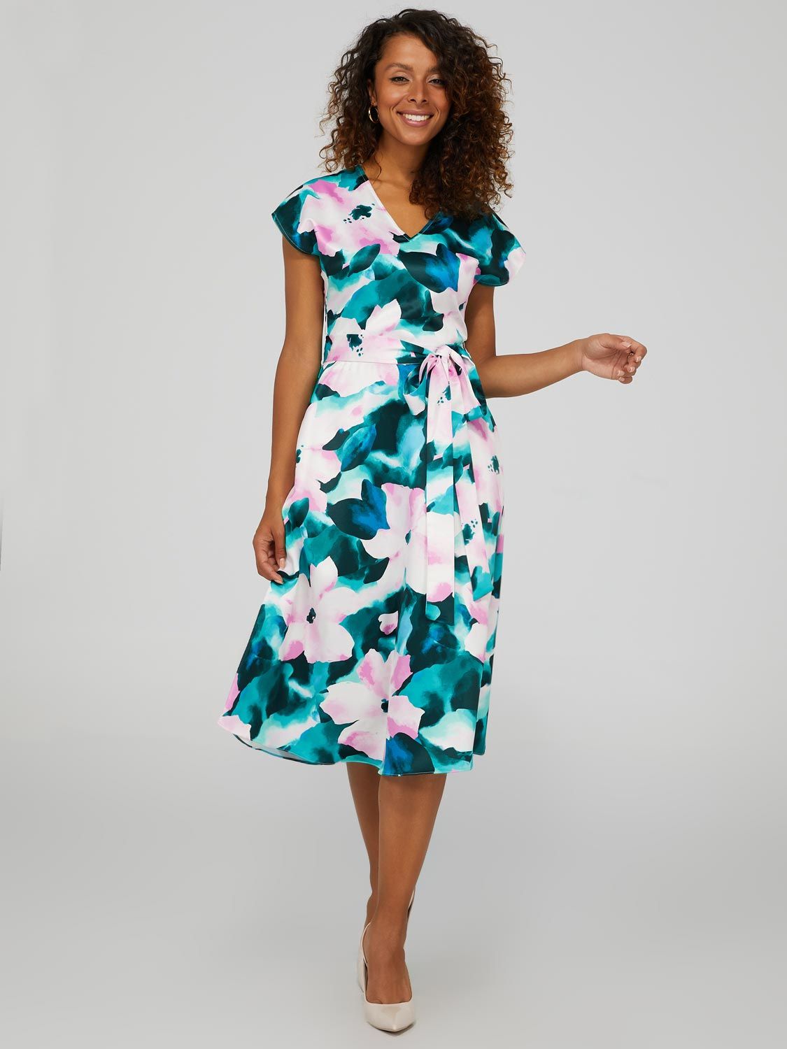 Floral Print V-Neck Midi Dress With Pockets sold by Suzy Shier