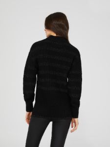Striped Mock Neck High-Low Sweater sold by Suzy Shier