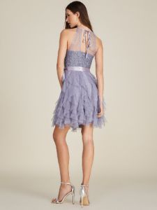 Lace Halter Neck Fit & Flare Mini Dress With Sparkle Mesh Skirt sold by Suzy Shier