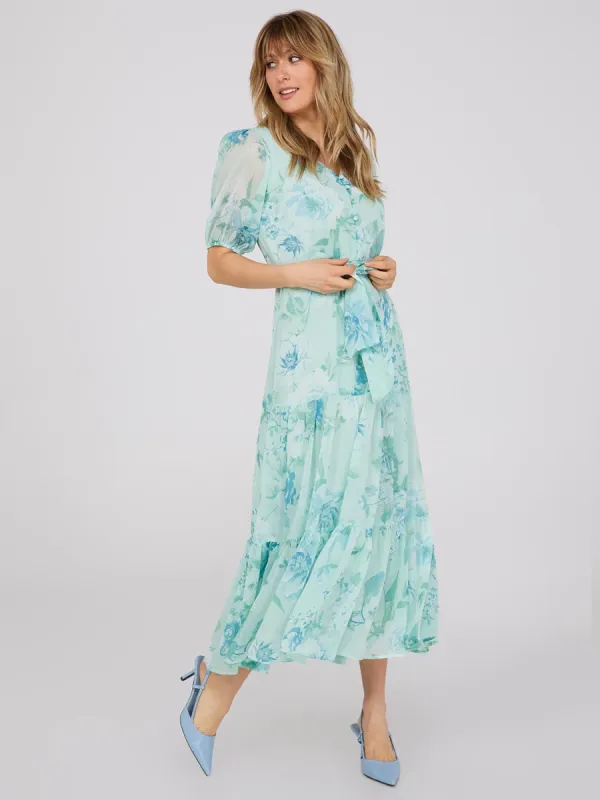 Floral Print V-Neck Tiered Maxi Dress sold by Suzy Shier