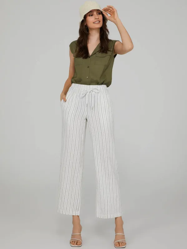 Striped Linen Wide Leg Pants sold by Suzy Shier