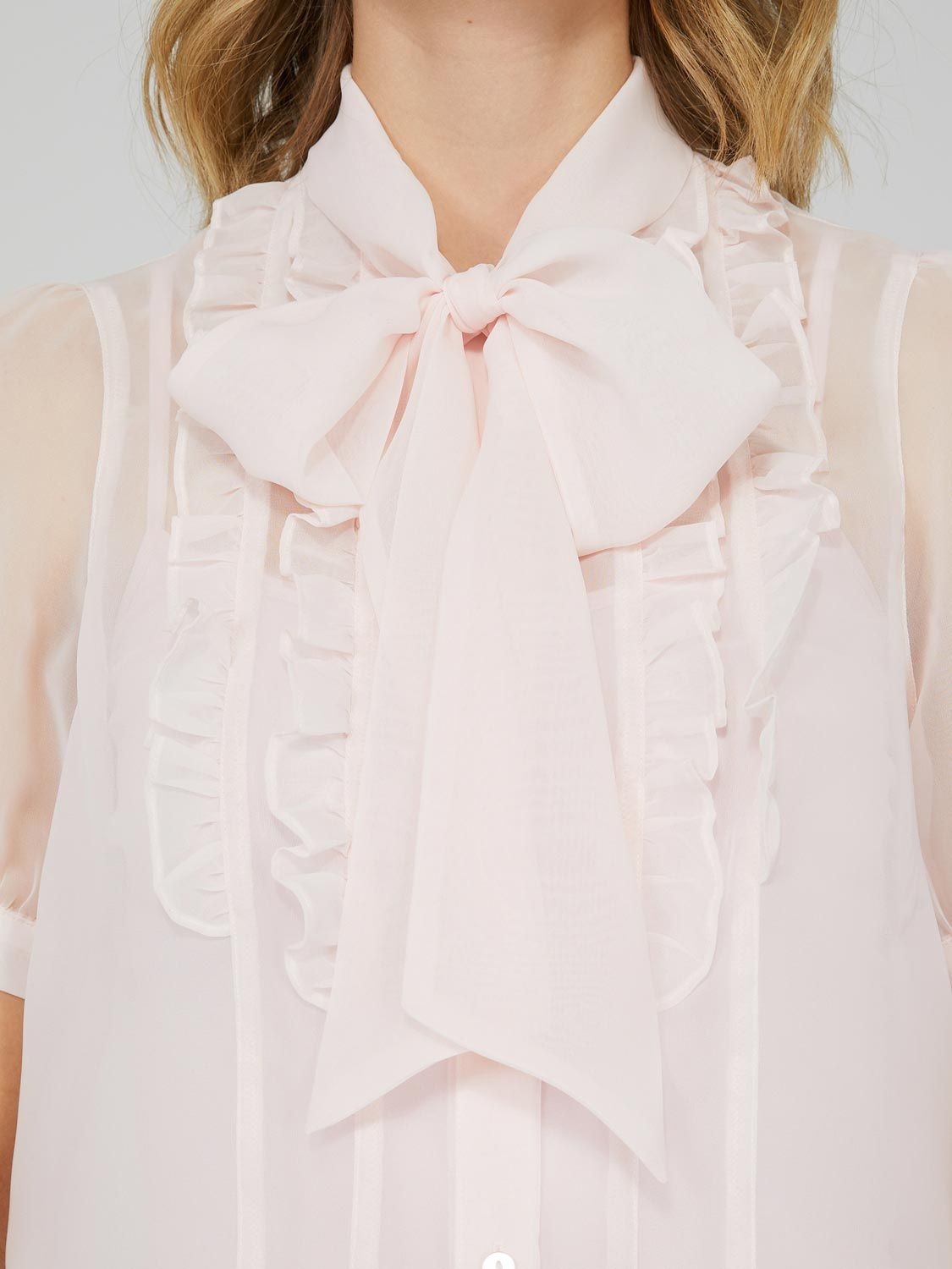 Ruffle Front Chiffon Tie Neck Top sold by Suzy Shier product image thumbnail 6