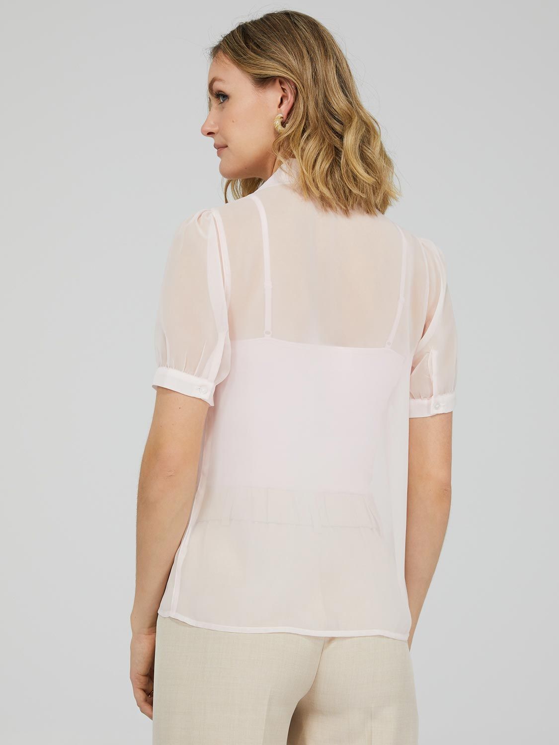 Ruffle Front Chiffon Tie Neck Top sold by Suzy Shier product image thumbnail 5