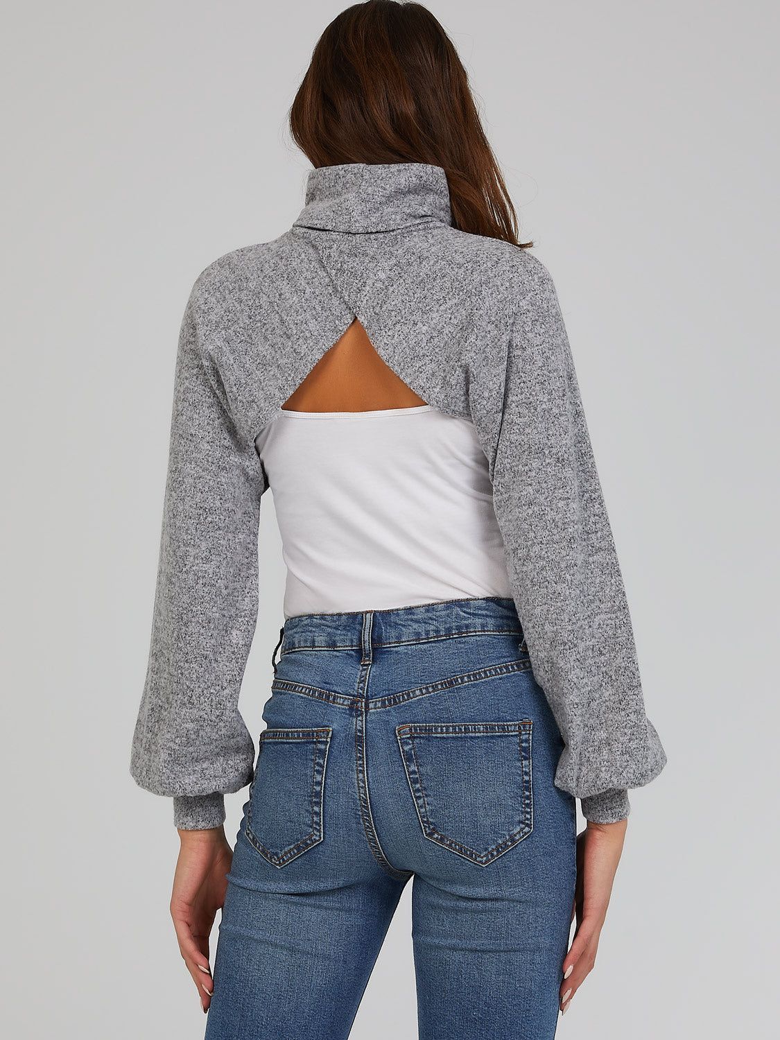 Balloon Sleeve Super Cropped Turtle Neck sold by Suzy Shier product image thumbnail 4