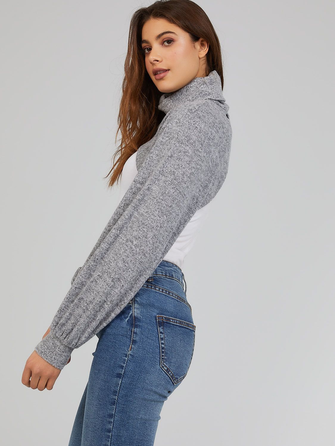 Balloon Sleeve Super Cropped Turtle Neck sold by Suzy Shier product image thumbnail 3